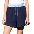 thumbnail image 1 of Afuyipoi Girls' Shorts,Elastic Summer Color - Blocked Waist Quick Dry Shorts Navy 6-7, 1 of 7