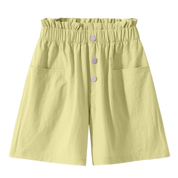 Afuyipoi Girls Shorts,High Waist Anti-Static Breathable Casual Summer Shorts Yellow 4-5