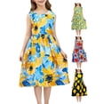 thumbnail image 1 of Afuyipoi Girls Sleeveless Sundress Size 2-11Y Lemon Print Casual Tank Dress for Kids Summer Vacation Travel Black Size 3T, 1 of 6