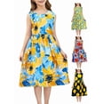 thumbnail image 1 of Afuyipoi Girls Sleeveless Sundress Size 2-11Y Yellow Tropical Print A-Line Skirt for Summer Beach Holiday Green Size 4T, 1 of 6