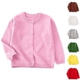 thumbnail image 1 of Afuyipoi Girls Solid Color Knitted Cardigan Size 2-10 Long Sleeve Round Neck Fleece Sweater for Kids School Casual Winter Gray Size 9, 1 of 7