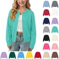 thumbnail image 1 of Afuyipoi Girls Solid Knit Cardigan Size 1-11 Long Sleeve Round Neck Button Down Sweater for Kids School Casual Mint Green Size 4T, 1 of 12