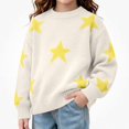 thumbnail image 1 of Afuyipoi Girls Star Jacquard Knit Pullover Sweater for Kids Size 6-12Y Fall Winter Soft Casual Outfit White Size 6, 1 of 7