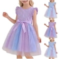 Afuyipoi Girls Starry Mesh Dress (1-8 Years) Soft Lightweight Fabric ...