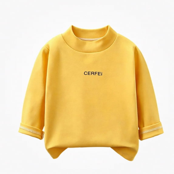Afuyipoi Girls Sweatshirt Mock Neck ( 6 Months - 12 Years ) Fall Winter Warm Top Yellow 6-9M