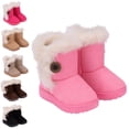 thumbnail image 1 of Afuyipoi Girls' Thick Fleece Lined Mid-Calf Winter Snow Boots Solid Color Warm PU Leather Cotton Shoes Size 5 Toddler - 2 Big Kids Yellow Size 10 Little Kids, 1 of 6