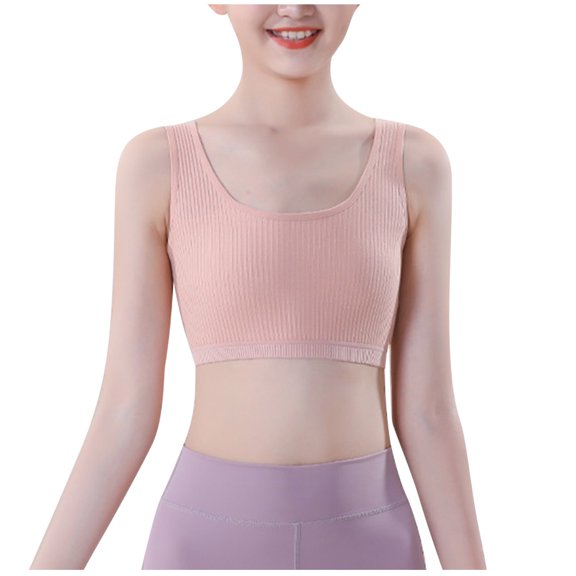 Afuyipoi Girls Training Bra, Comfortable Shockproof Cotton Stretch Breathable Support Bandeau Hot Pink 10-11Years