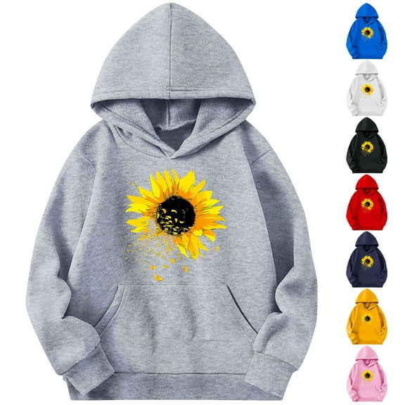 Afuyipoi Hoodie for Kids, Casual Fall Winter Hooded Sweatshirts Graphic Print Pullover Tops for Boys Girls Gray 11 Years