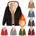 thumbnail image 1 of Afuyipoi Hoodies for Men, Heavyweight Fleece Sweatshirt Full Zip Up Thick Sherpa Lined Hooded Jacket Black L, 1 of 4