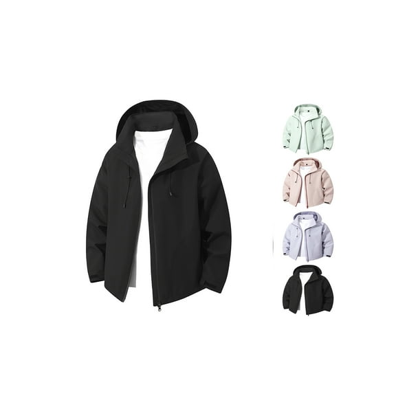 Afuyipoi Jean Jacket Men,Fleece Waterproof Long Sleeved Hooded Casual Jacket Black M