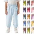 thumbnail image 1 of Afuyipoi Kids Active Sweatpants Cotton Linen Blend Mid High Rise Lightweight Breathable Loose Casual Jogger Pants Size 1-6 Years Blue Size 5, 1 of 8