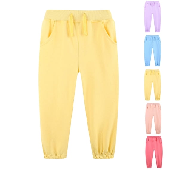 Afuyipoi Kids Active Sweatpants Solid Drawstring Fleece Cuffed Jogger Pants for Boys Girls Size 2T-7 Blue Size 5T