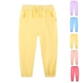 thumbnail image 1 of Afuyipoi Kids Active Sweatpants Solid Drawstring Fleece Cuffed Jogger Pants for Boys Girls Size 2T-7 Watermelon Red Size 4T, 1 of 6