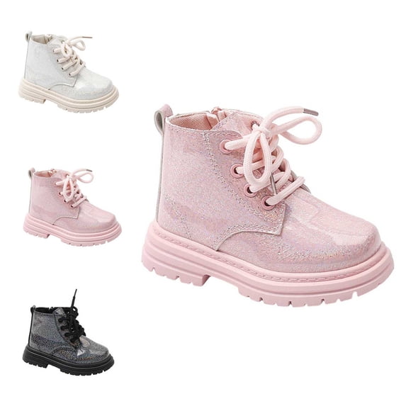 Afuyipoi Kids' Bright Patent Leather Boots PU Soft Sole Low Cut Outdoor Sport Shoes Size 6.5 Toddler - 12 Little Kid Beige Size 9 Little Kids