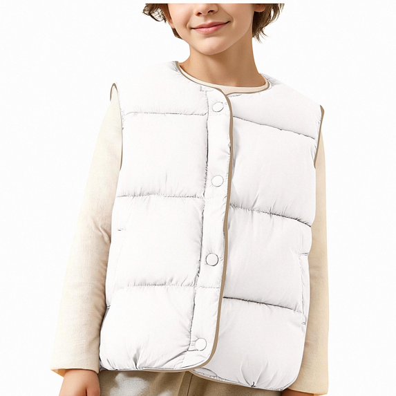 Afuyipoi Kids Button Down Quilted Jacket Sleeveless Puffer Winter Warm Gilet Size 2-10 Beige Size 5T