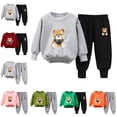 thumbnail image 1 of Afuyipoi Kids Cute Teddy Bear Graphic Sweatshirt and Matching Joggers Outfit Set 100% Cotton 0-7Y Pink Size 2T, 1 of 4