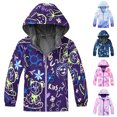 thumbnail image 1 of Afuyipoi Kids Fashion Print Hooded Jacket Windproof Waterproof Fleece Lined Zip Up for Boys Girls Size 4-12 Purple Size 5T, 1 of 6