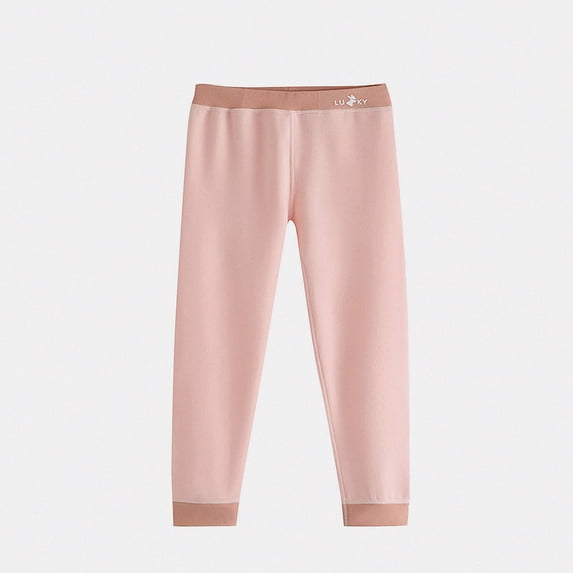 Afuyipoi Kids Fleece Lined Leggings Pants Winter Cotton Knit Pink 4T