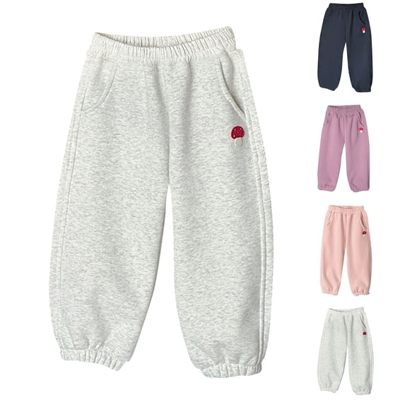 Afuyipoi Kids Fleece Printed Sweatpants Mushroom Pattern Winter Warm Cargo Joggers Boy Girl Size 2T-13 Gray Size 4T