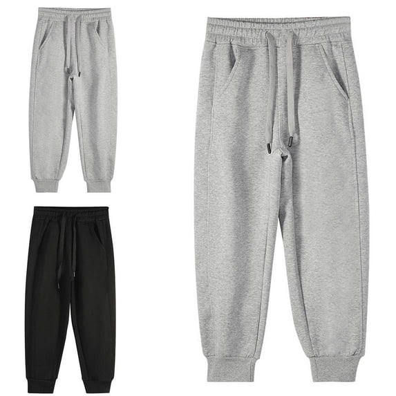 Afuyipoi Kids Fleece Sweatpants Elastic Waist Warm Active Winter Jogger Pants with Pockets Size 2-12 Years Black Size 2T