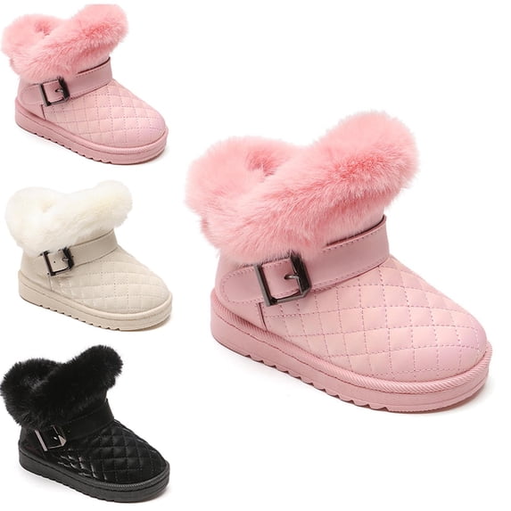 Afuyipoi Kids' Heavyweight Winter Snow Boots Thick Fleece Lined Weatherproof Outdoor Warm Shoes Size 6 Toddler - 3 Big Kid Black Size 8.5 Toddler