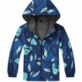 thumbnail image 1 of Afuyipoi Kids Print Hooded Jacket Windproof Waterproof Zip Up for Boys Girls Size 4-12 Dark Blue Size 7, 1 of 4