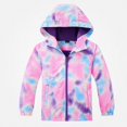 thumbnail image 1 of Afuyipoi Kids Tie Dye Hooded Jacket Windproof Waterproof Fleece Lined Zip Up for Boys Girls Size 4-12 Purple Size 4T, 1 of 4