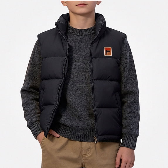 Afuyipoi Kids Zip Up Puffer Jackets (3-14) Warm Sleeveless Outerwear Black 11