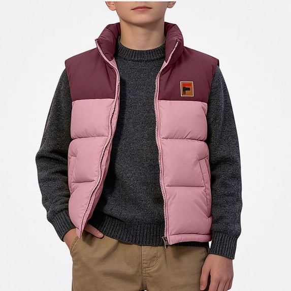 Afuyipoi Kids Zip Up Puffer Jackets (3-14) Warm Sleeveless Outerwear Pink 12