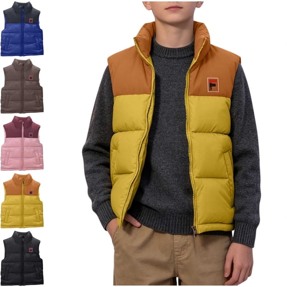 Afuyipoi Kids Zip Up Puffer Jackets (3-14) Warm Sleeveless Outerwear Yellow 4T
