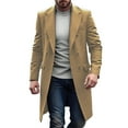 thumbnail image 1 of Afuyipoi Leather Trench Coat Mens,Long Warm Duster Coat Mid Length Winter Overcoat for Men Khaki M, 1 of 6