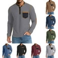 thumbnail image 1 of Afuyipoi Long Sleeve T-shirts Mens,Round Neck with Pockets Casual Pullover Shirts Gray S, 1 of 8