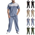 thumbnail image 1 of Afuyipoi Lounge Sets for Men, Breathable Relaxed Short Sleeve Waffle 2 Piece Sets Green 2XL, 1 of 9