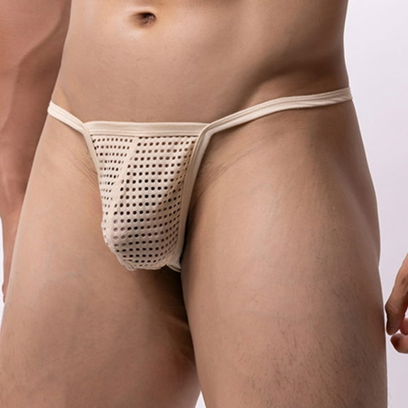 Afuyipoi Male Underpants Causal,Breathable Mid Rise Elastic Waist Activewear Briefs Beige M