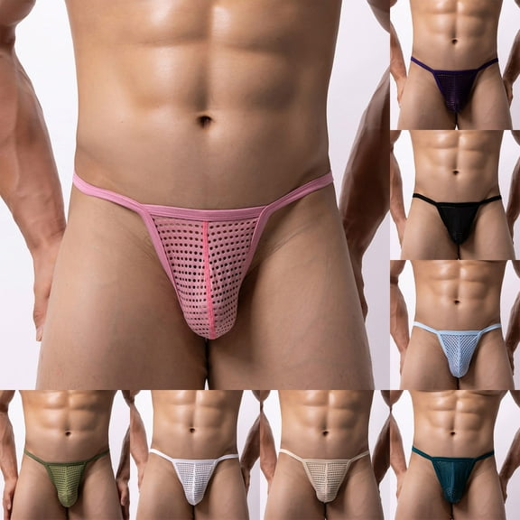 Afuyipoi Male Underpants Causal,Breathable Mid Rise Elastic Waist Activewear Briefs Pink M