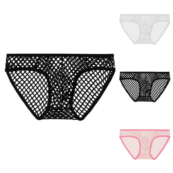 Afuyipoi Male Underwear Briefs,Mid-rise Waist Lace Abdomen Breathable Stylish Underwear Black M