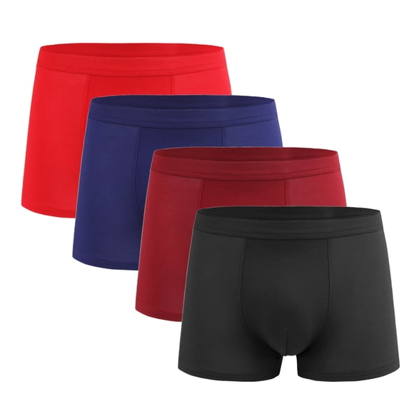 Afuyipoi Men 4PC Oversized Underpants,Soft Breathable Solid Color Mid Rise Underwear Boxer Sky Blue 4XL