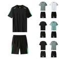 thumbnail image 1 of Afuyipoi Men Athletic Outfit Sets, Quick-Dry Lightweight Short Sleeve Running Training Set Green M, 1 of 9