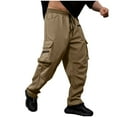 thumbnail image 1 of Afuyipoi Men Cargo Pants,Drawstring Lightweight Breathable Adjustable Waist Pants Brown XXL/42, 1 of 8