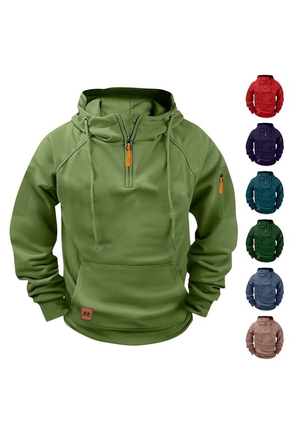 Men Coat Jacket,Lightweight Pullover Zipper Hooded Casual Sweatshirt Army Green M