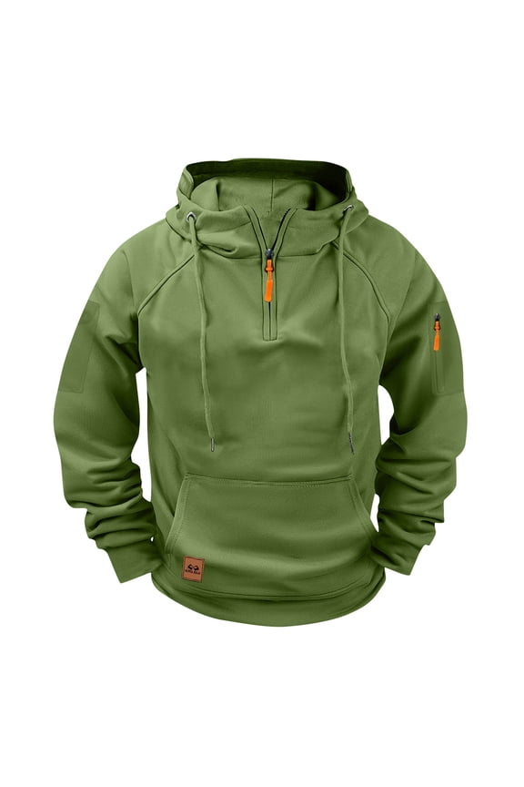 Men Coat Jacket,Zipper Lightweight Pullover Hooded Casual Sweatshirt Green 3XL