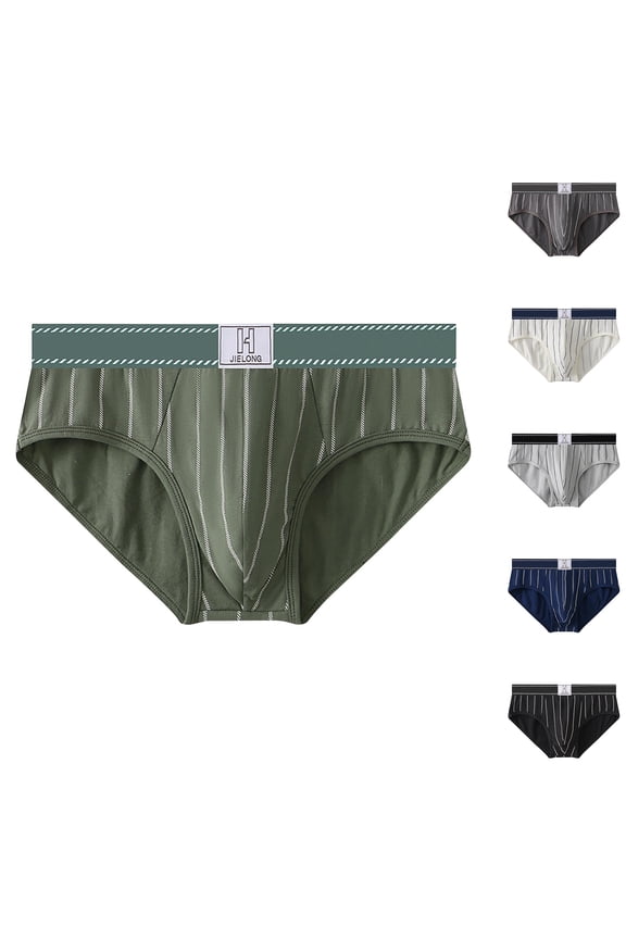 Men Comfortable Underpants,Low Waist Casual Breathable Cotton Loose Briefs Green M