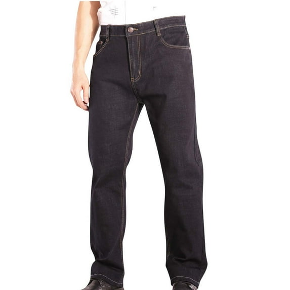 Afuyipoi Men Denim Pants Zipper,Vintage Outdoors Elastic Waist Casual Solid Jeans Men Black 30