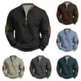 thumbnail image 1 of Afuyipoi Men Half Zipper Shirts,Solid Long Sleeve Warm Pullover T-shirts Black L, 1 of 6