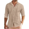 thumbnail image 1 of Afuyipoi Men Long Sleeve Button-Up Shirts,Cotton Stripe Button-front Jacquard Shirt with Long Sleeves Dark Brown L, 1 of 8