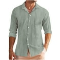 thumbnail image 1 of Afuyipoi Men Long Sleeve Button-Up Shirts,Jacquard Button-front Cotton Stripe Shirt with Long Sleeves Green M, 1 of 8