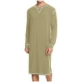 thumbnail image 1 of Afuyipoi Men Long Sleeve Pajamas,Lightweight Round Neck Loose Causal Sleep Robe Khaki XL, 1 of 6
