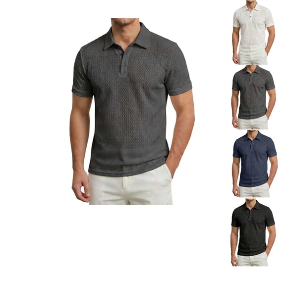 Afuyipoi Men Polo Shirts,Summer Breathable Lightweight Casual Short Sleeve Tops Gray XL