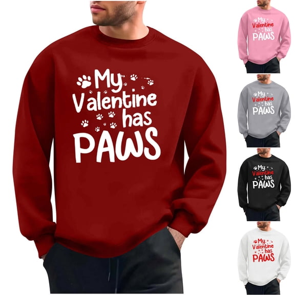 Afuyipoi Men Printed Hoodie, Long Sleeve Elastic Waist Graphic Valentine's Day Sweatshirts Black XL