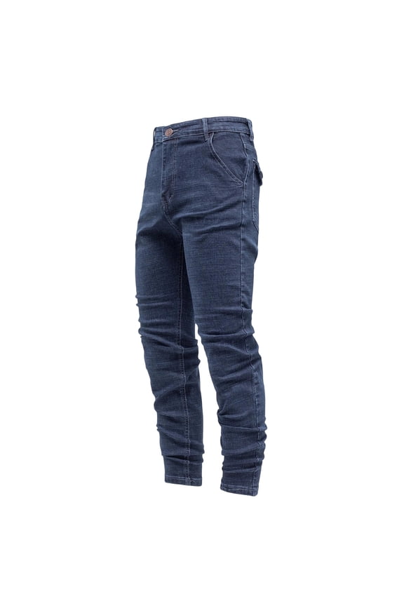 Men Stretch Jeans,Summer Breathable Elastic Waist Shorts and T-Shirts Casual Wear Classic Denim Pants Blue 38